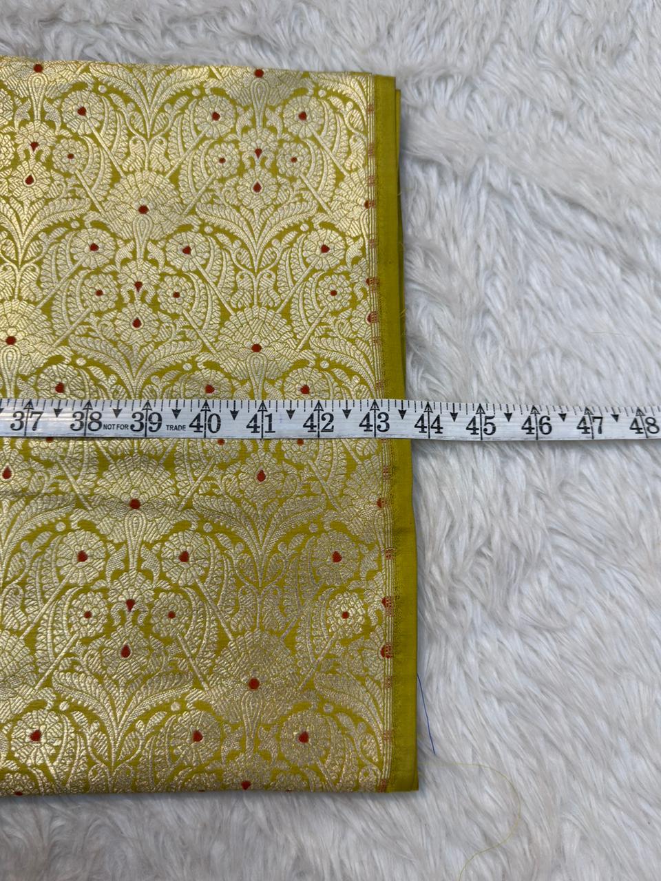 Pure Banarasi Brocade Olive Yellow Colour Fabrics