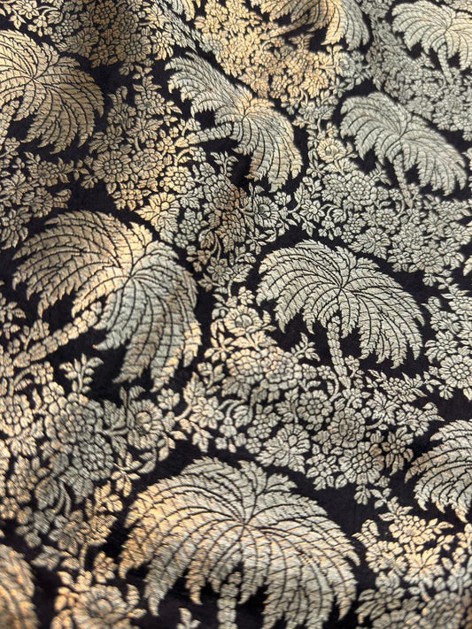 Pure Banarasi Brocade Black Colour Fabrics