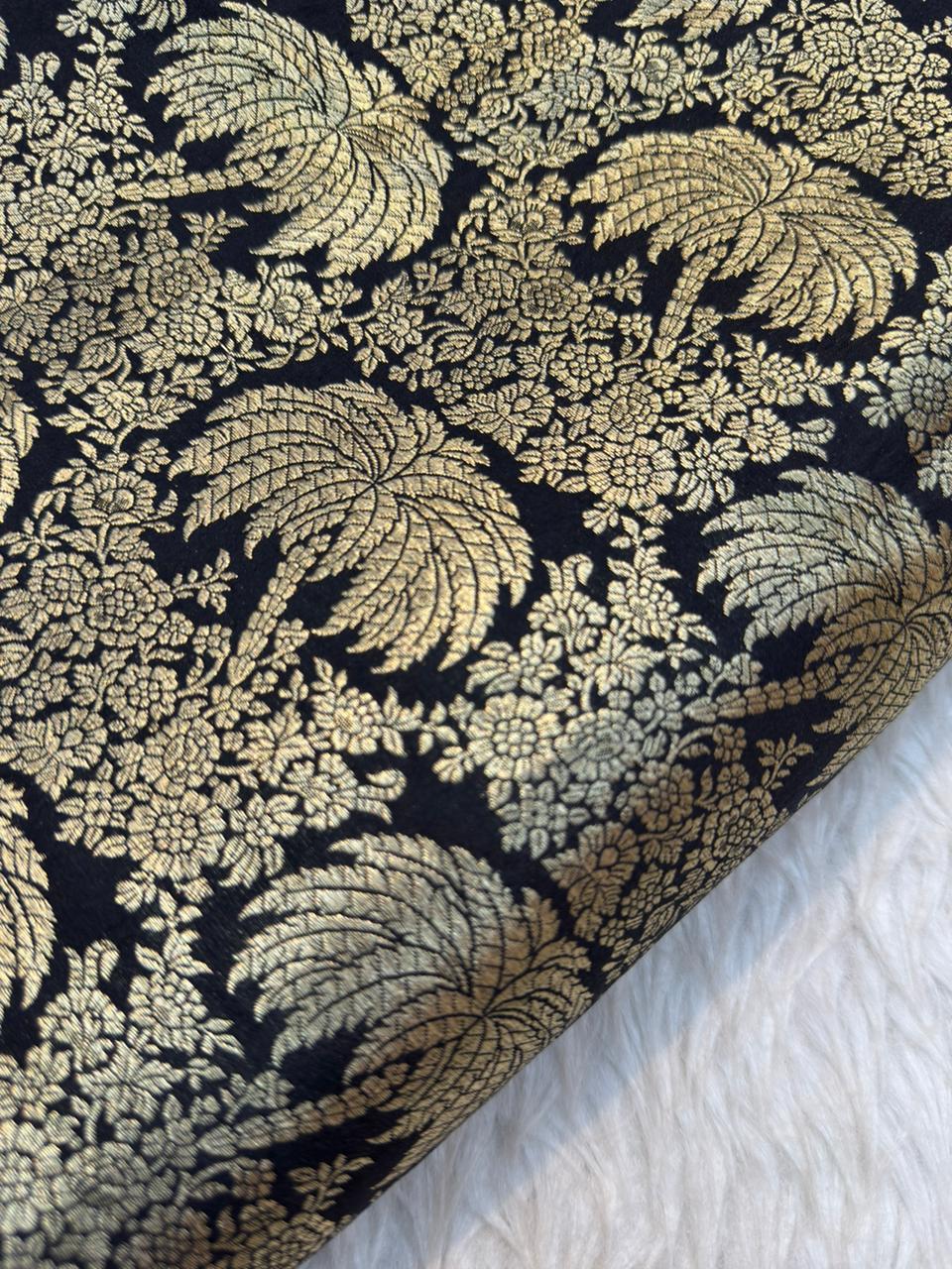 Pure Banarasi Brocade Black Colour Fabrics