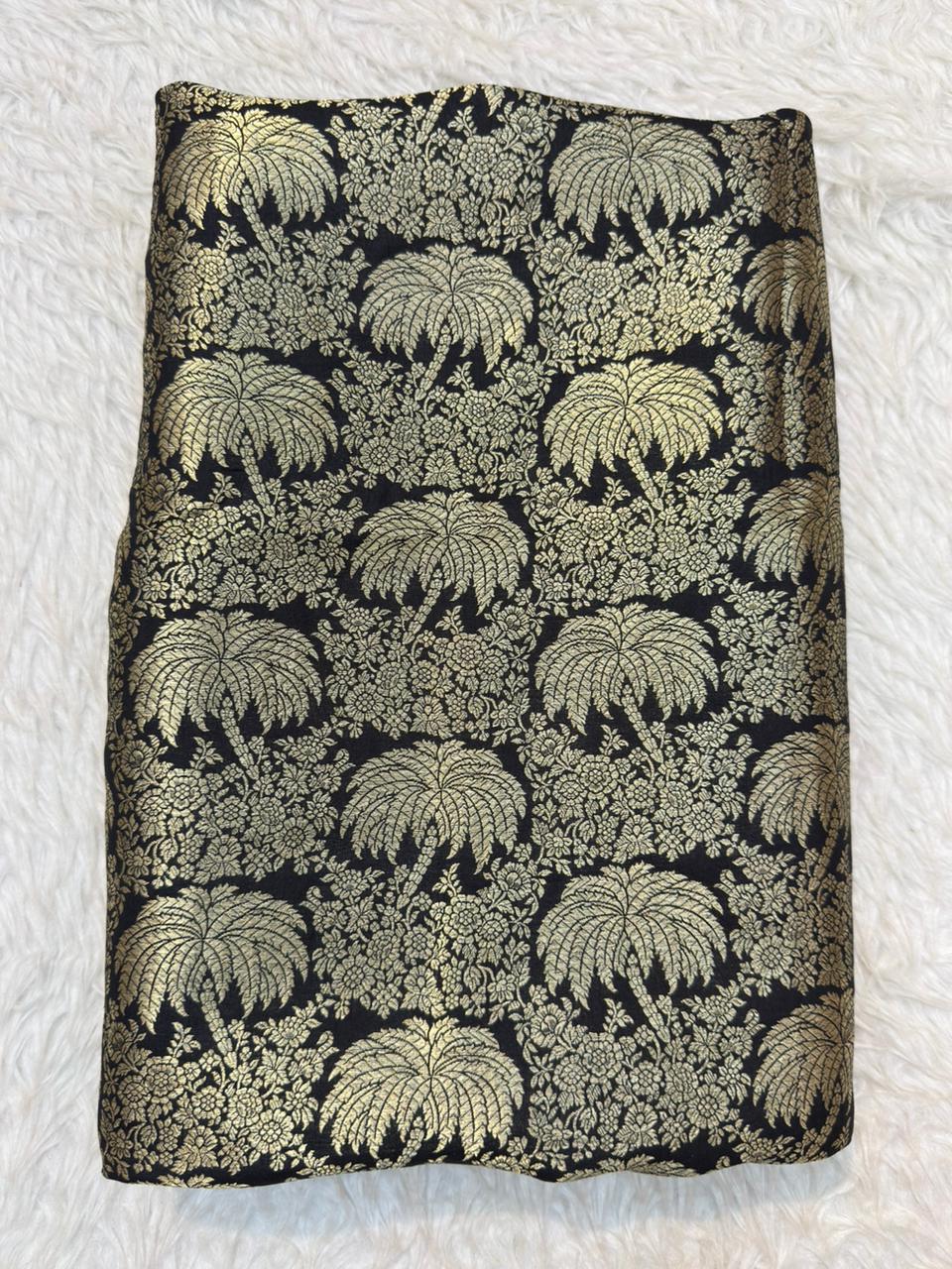 Pure Banarasi Brocade Black Colour Fabrics