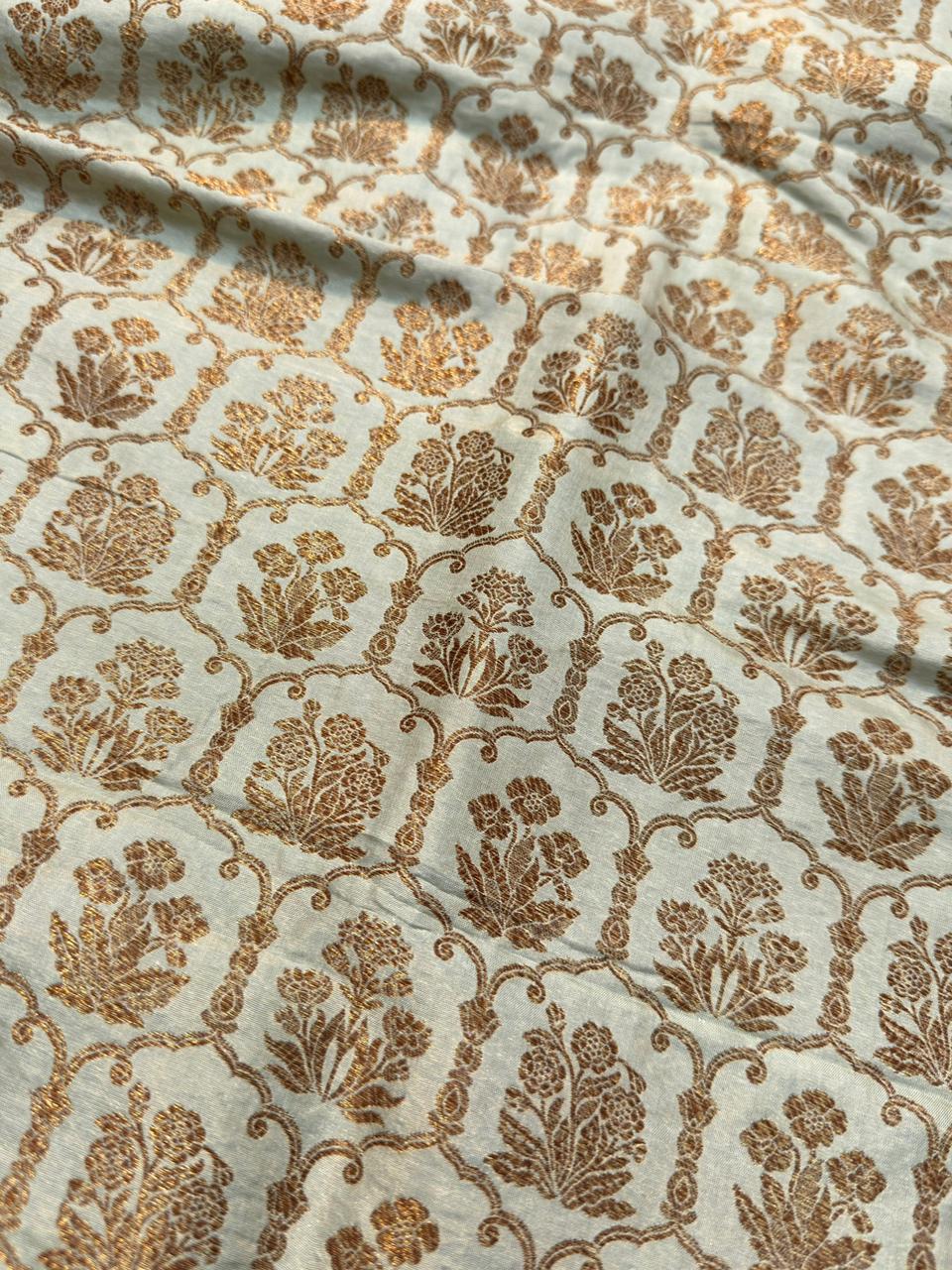 Pure Banarasi Brocade Ivory Colour Fabrics
