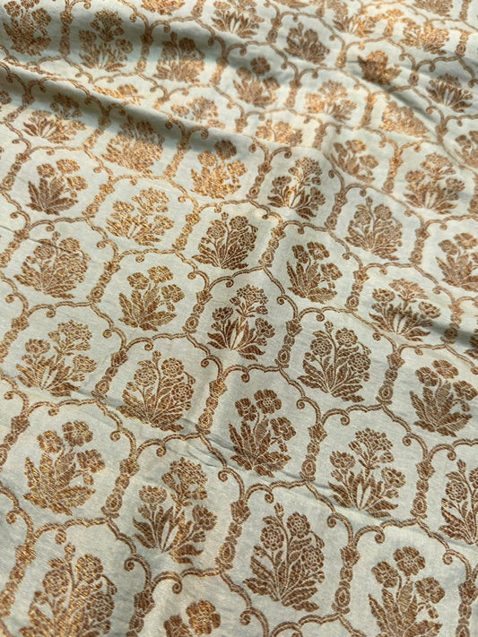 Pure Banarasi Brocade Ivory Colour Fabrics