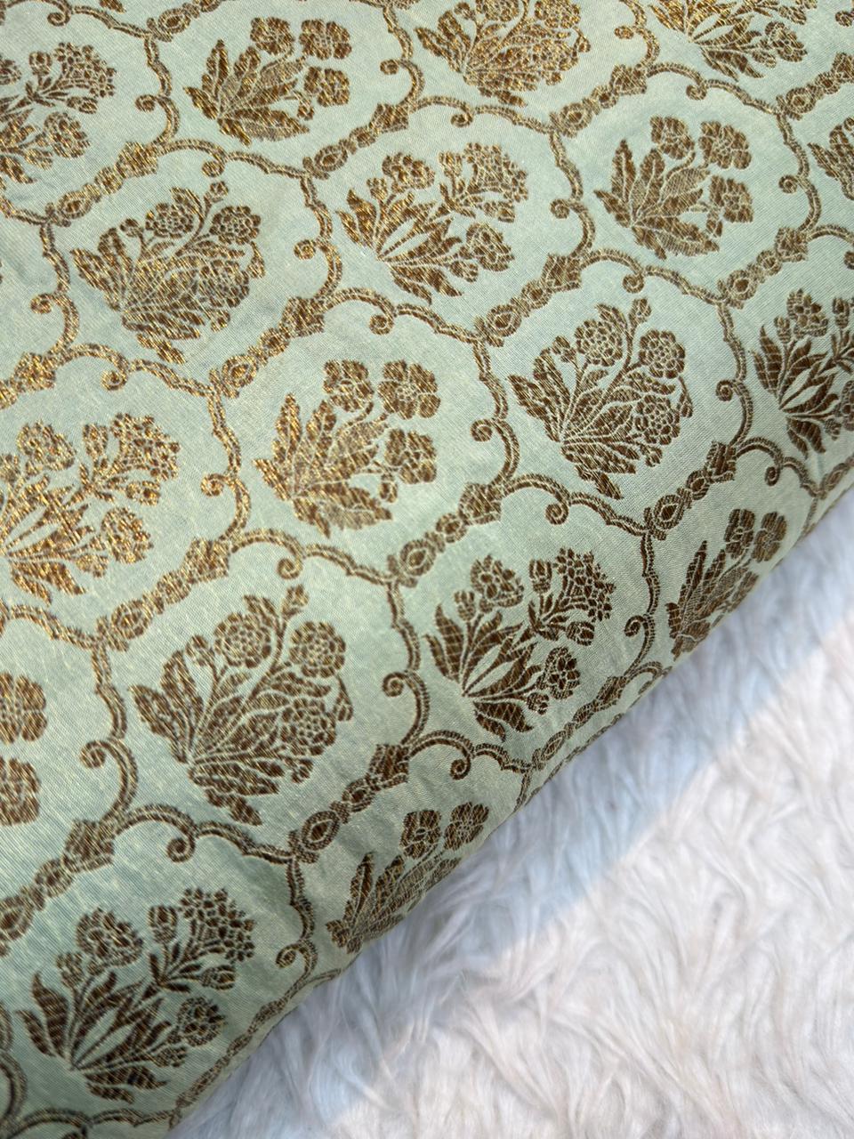Pure Banarasi Brocade Ivory Colour Fabrics