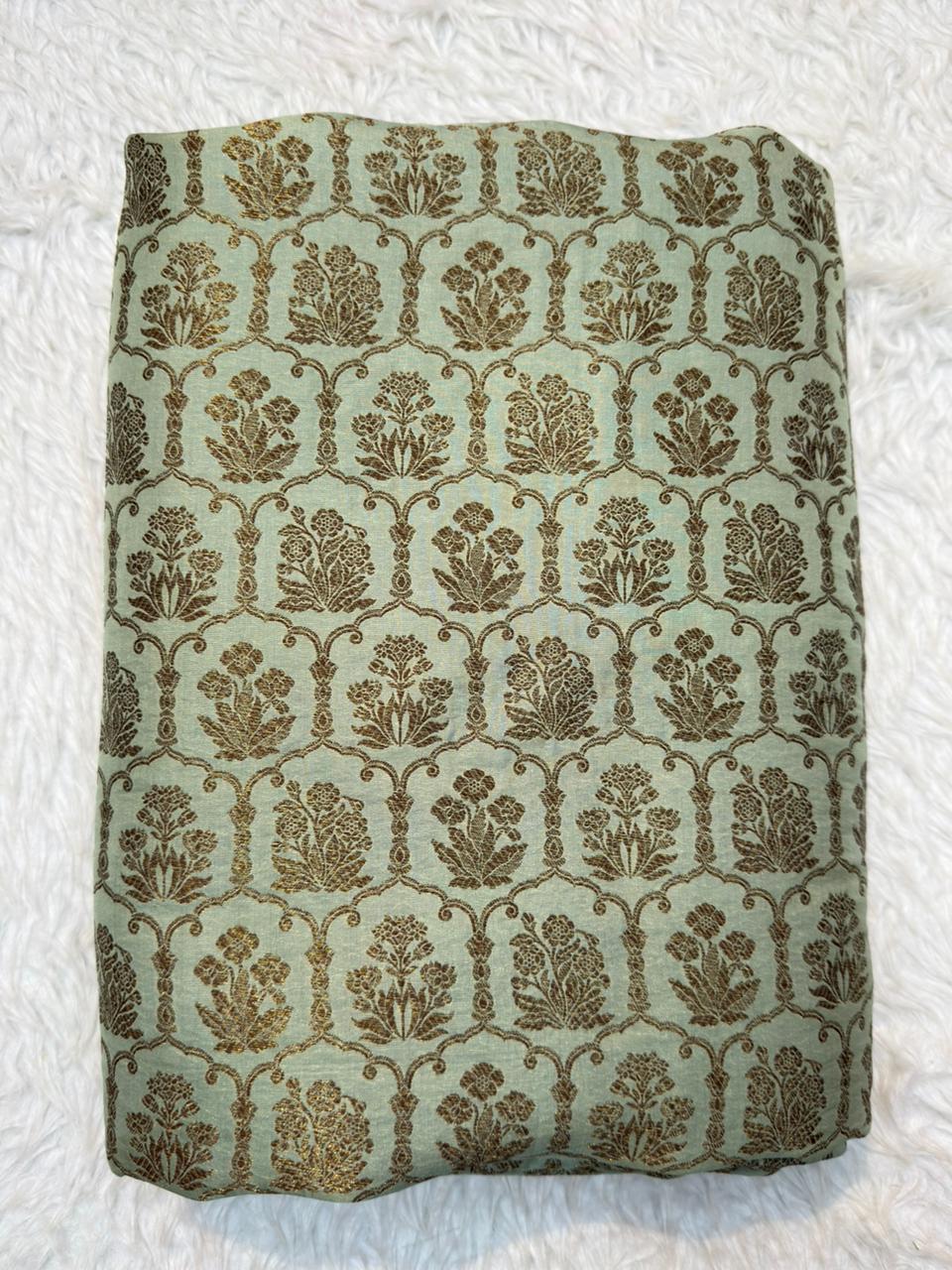 Pure Banarasi Brocade Ivory Colour Fabrics