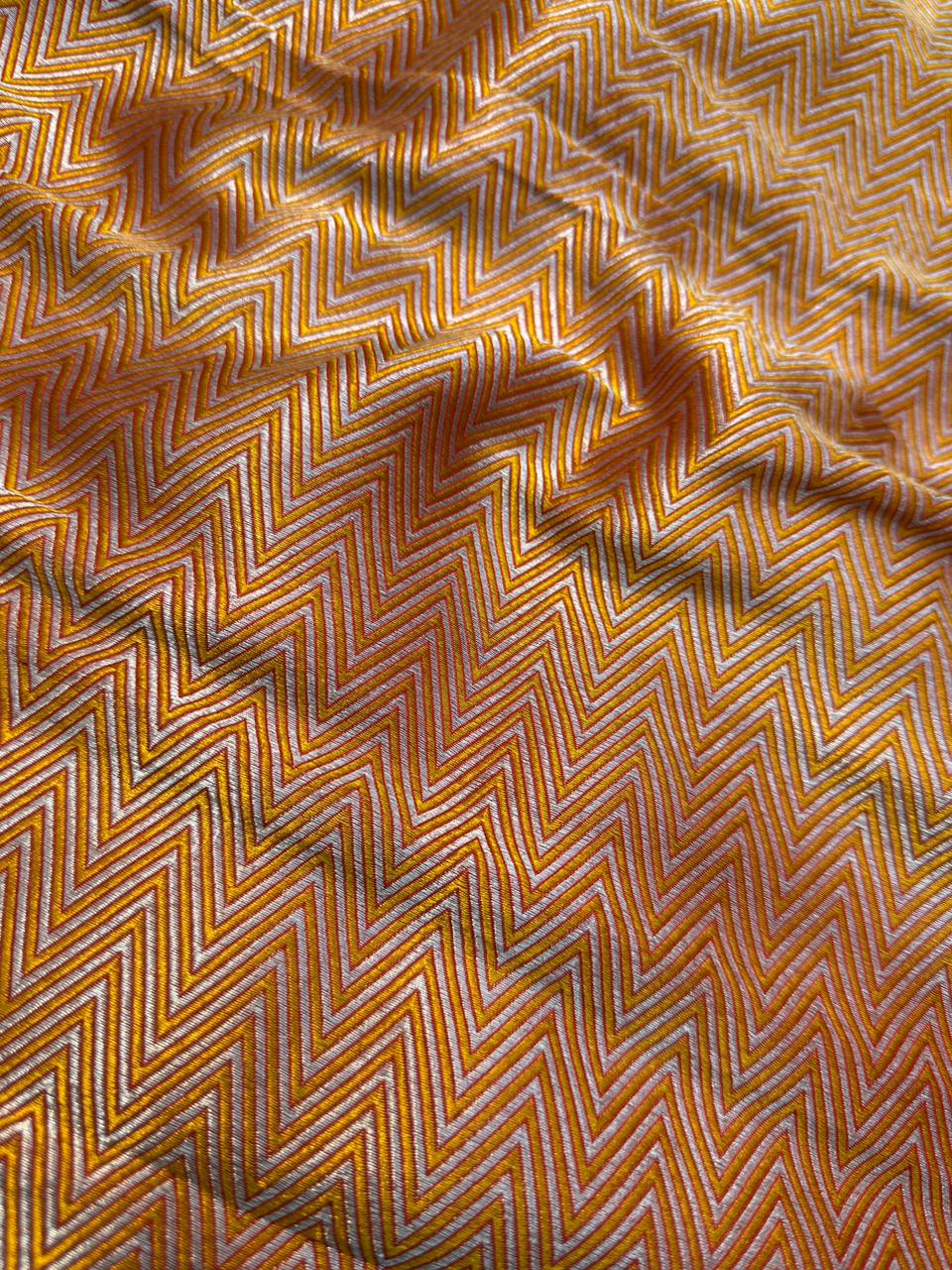 Pure Banarasi Brocade Rust Orange Colour Suit Set