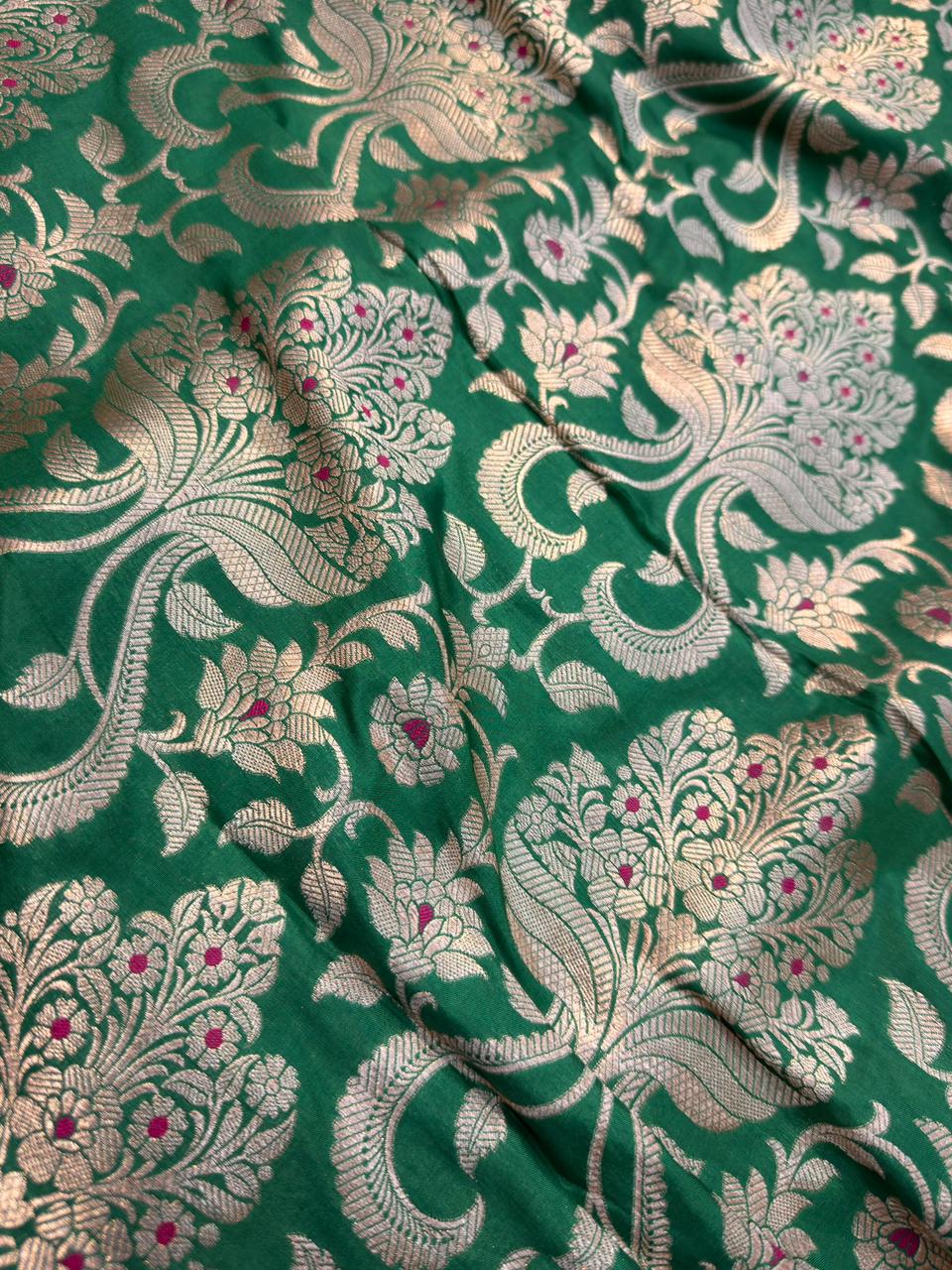 Pure Banarasi Brocade Green Colour Fabrics