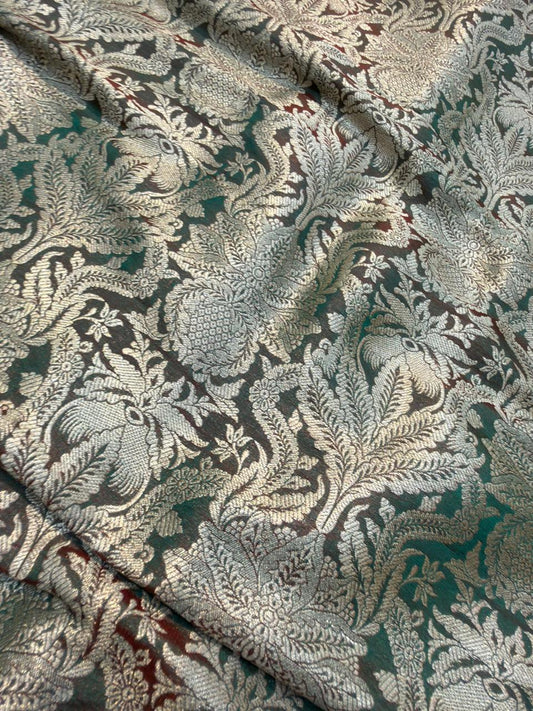 Pure Banarasi Brocade Hillside Green Colour Fabrics