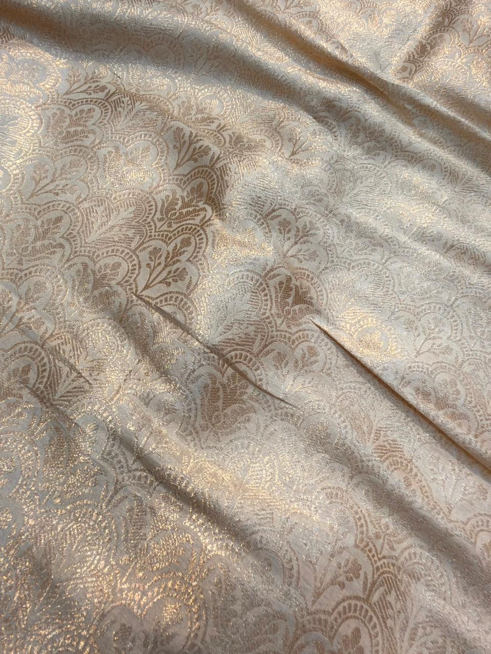 Pure Banarasi Brocade Beige Colour Fabrics
