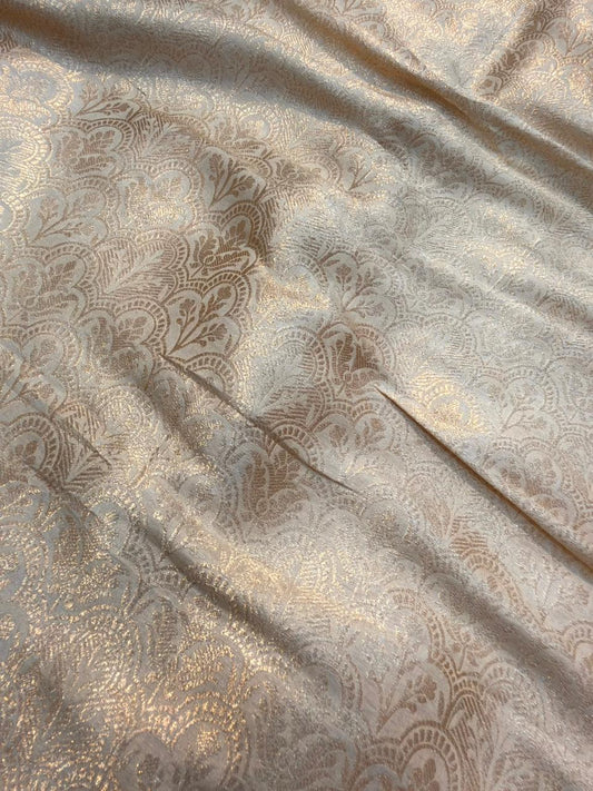 Pure Banarasi Brocade Beige Colour Fabrics