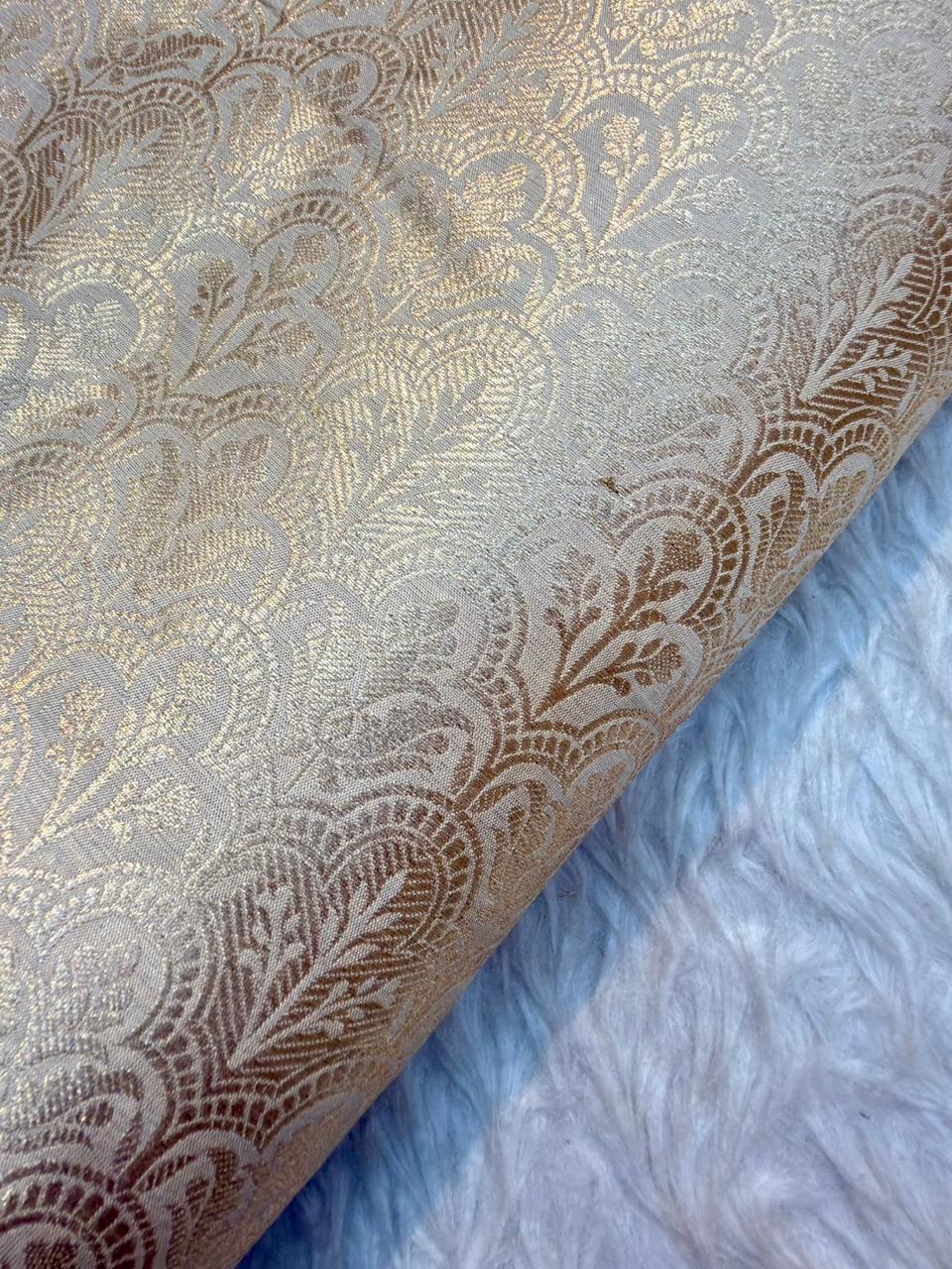 Pure Banarasi Brocade Beige Colour Fabrics