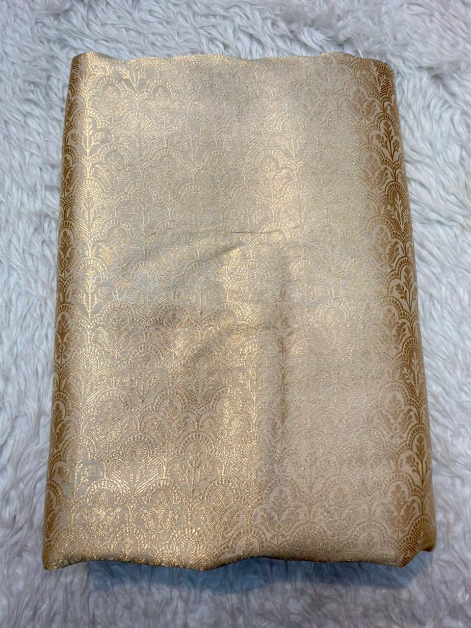 Pure Banarasi Brocade Beige Colour Fabrics
