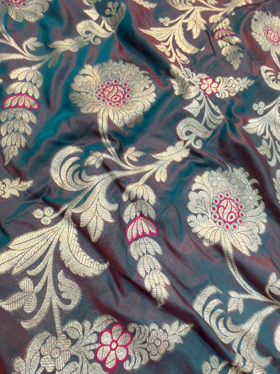 Pure Banarasi Brocade Muted Brown Colour Fabrics