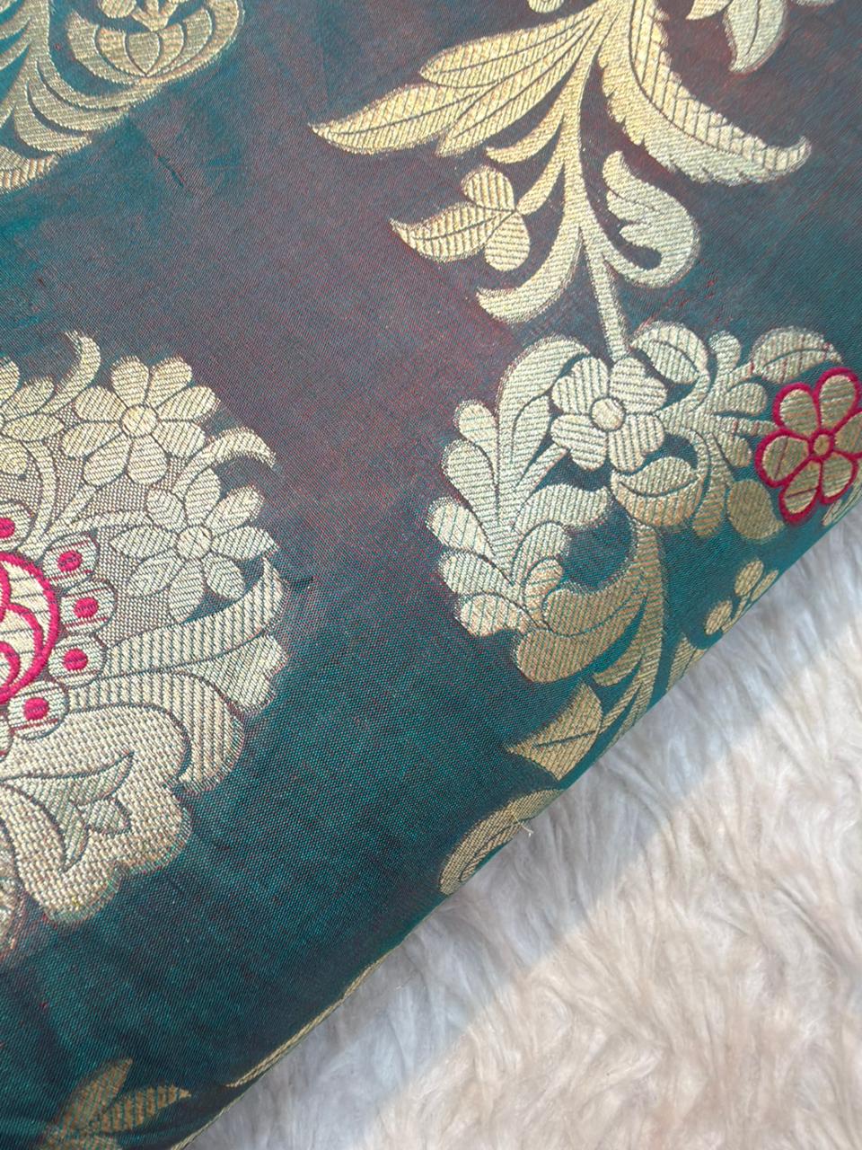Pure Banarasi Brocade Muted Brown Colour Fabrics