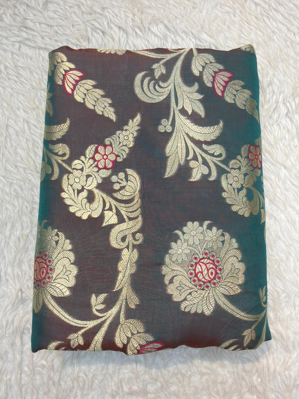 Pure Banarasi Brocade Muted Brown Colour Fabrics