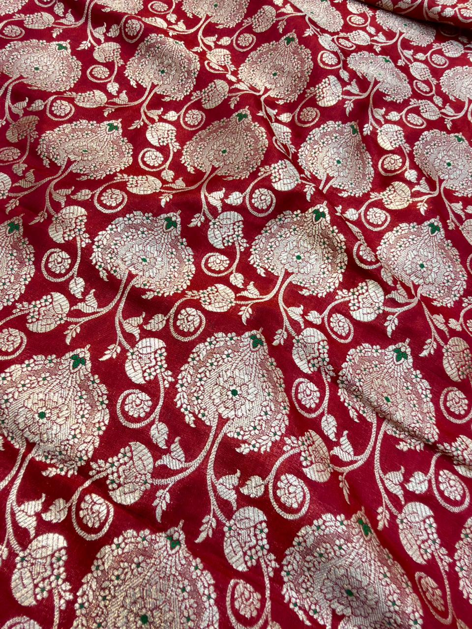 Pure Banarasi Brocade Red Colour Fabrics