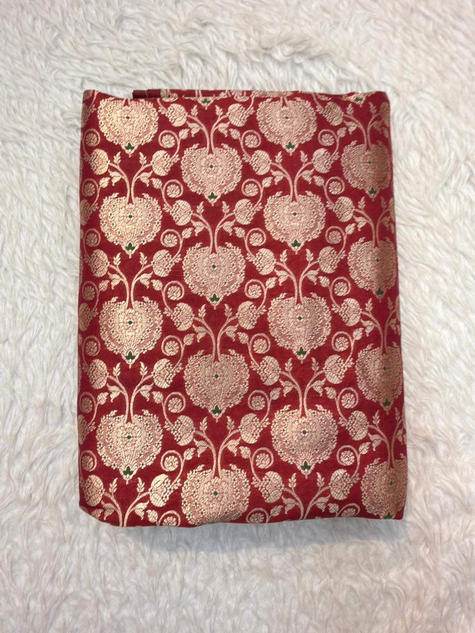 Pure Banarasi Brocade Red Colour Fabrics