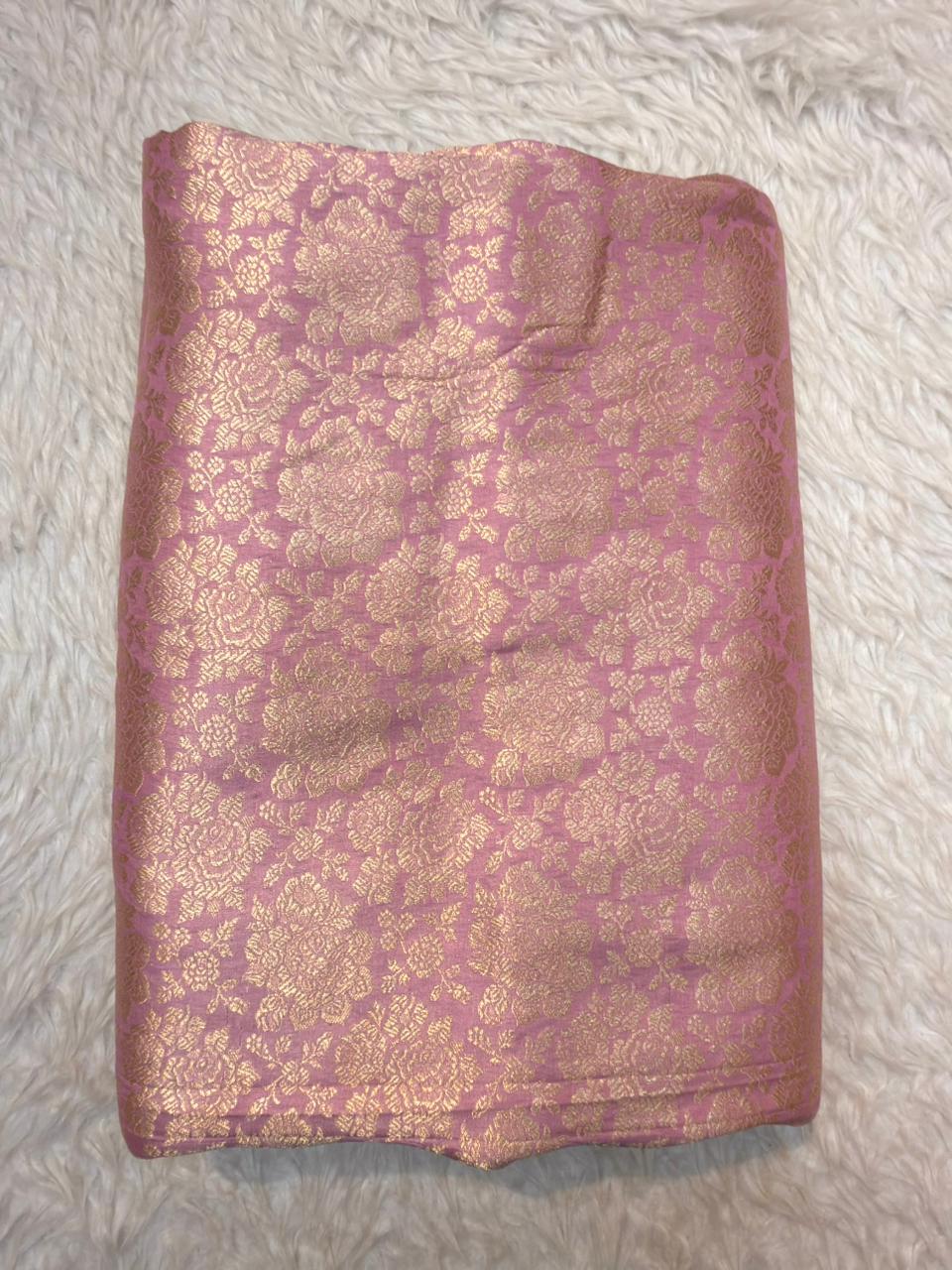 Pure Banarasi Brocade Pink Colour Fabrics