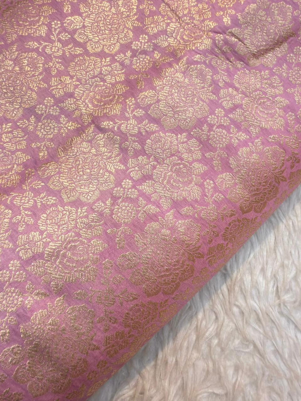 Pure Banarasi Brocade Pink Colour Fabrics