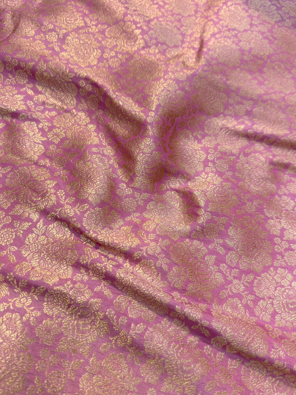 Pure Banarasi Brocade Pink Colour Fabrics