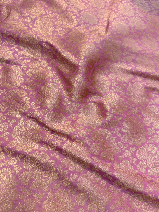Pure Banarasi Brocade Pink Colour Fabrics