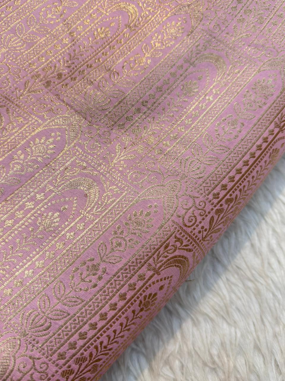 Pure Banarasi Brocade Pink Colour Fabrics