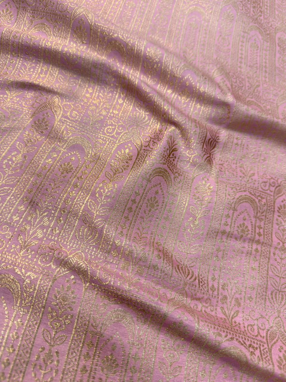 Pure Banarasi Brocade Pink Colour Fabrics