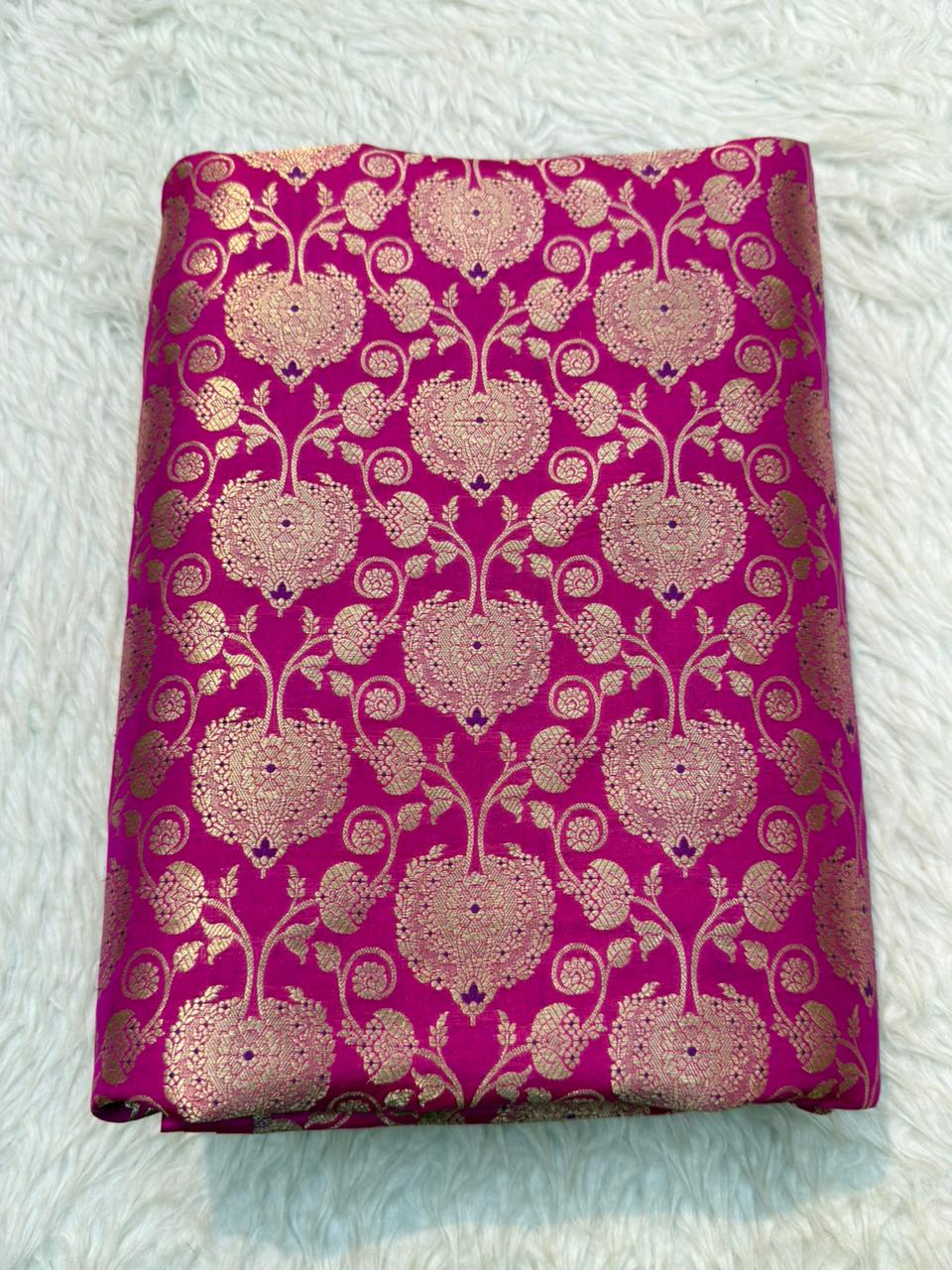 Pure Banarasi Brocade Rani Pink Colour Fabrics