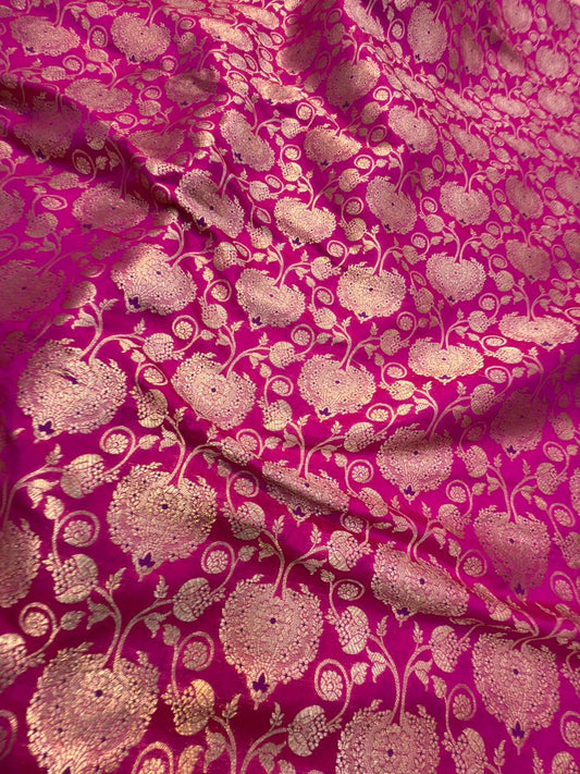 Pure Banarasi Brocade Rani Pink Colour Fabrics