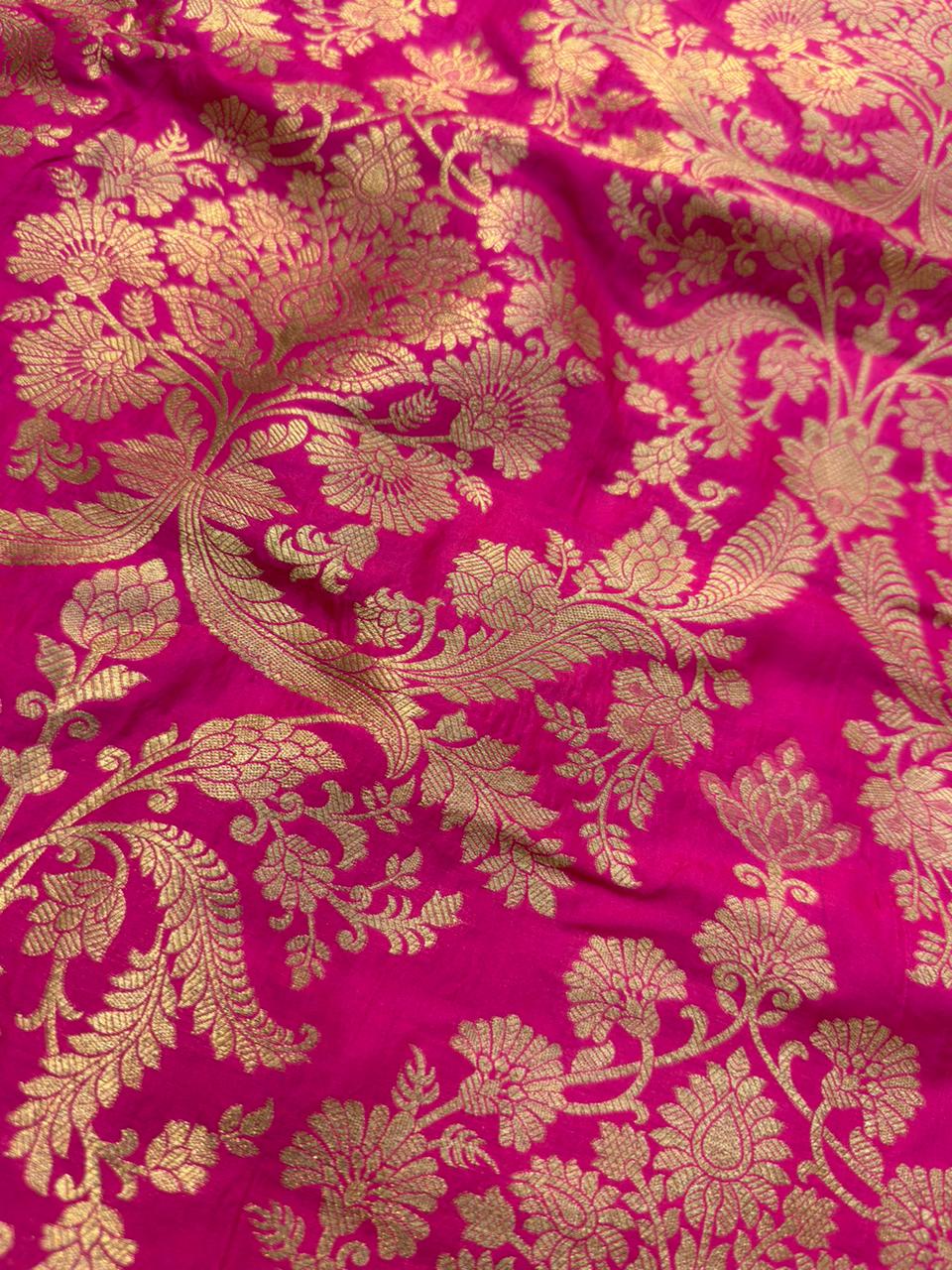 Pure Banarasi Brocade Rani Pink Colour Fabrics