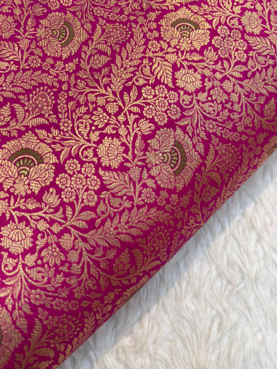 Pure Banarasi Brocade Rani Pink Colour Fabrics