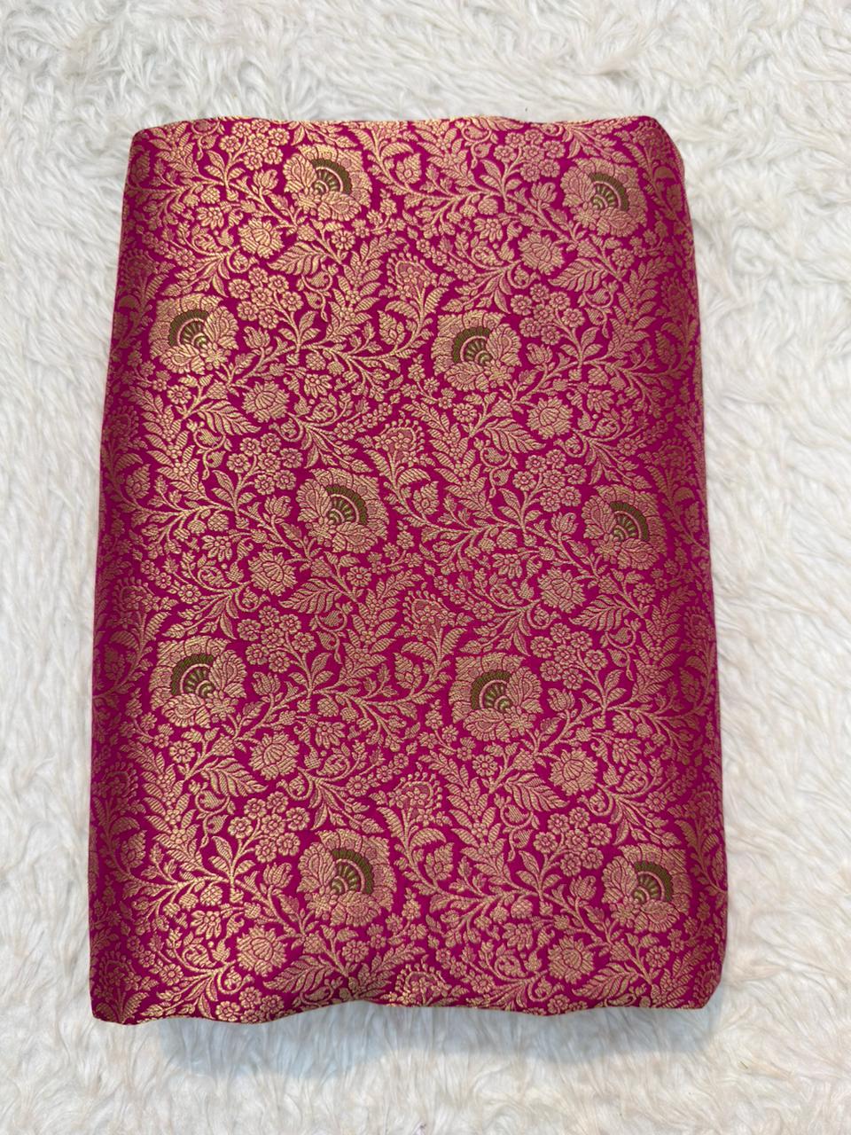 Pure Banarasi Brocade Rani Pink Colour Fabrics