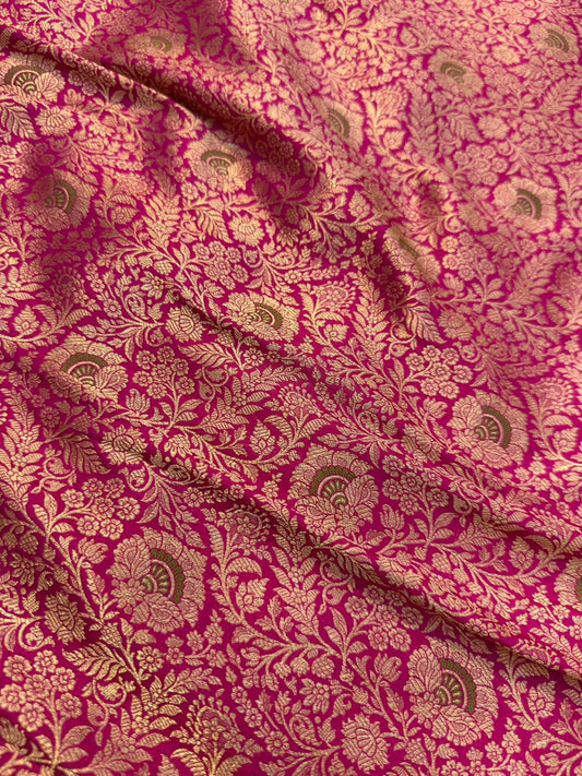 Pure Banarasi Brocade Rani Pink Colour Fabrics