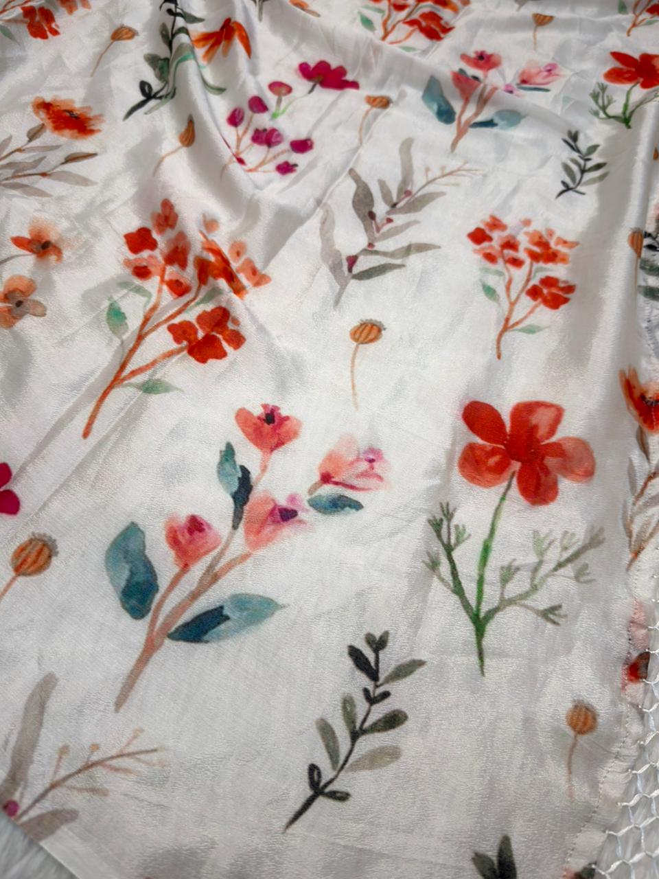 White Colour Pure Cotton Print Suit Set