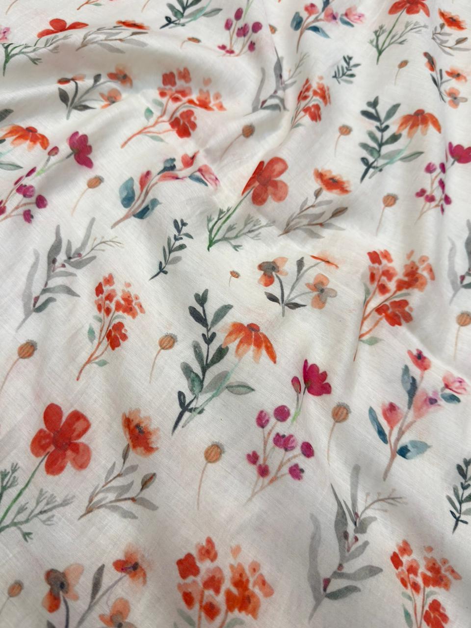 White Colour Pure Cotton Print Suit Set