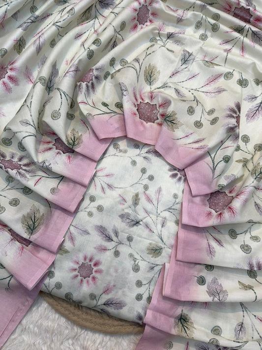 Cream Colour Pure Cotton Print Suit Set