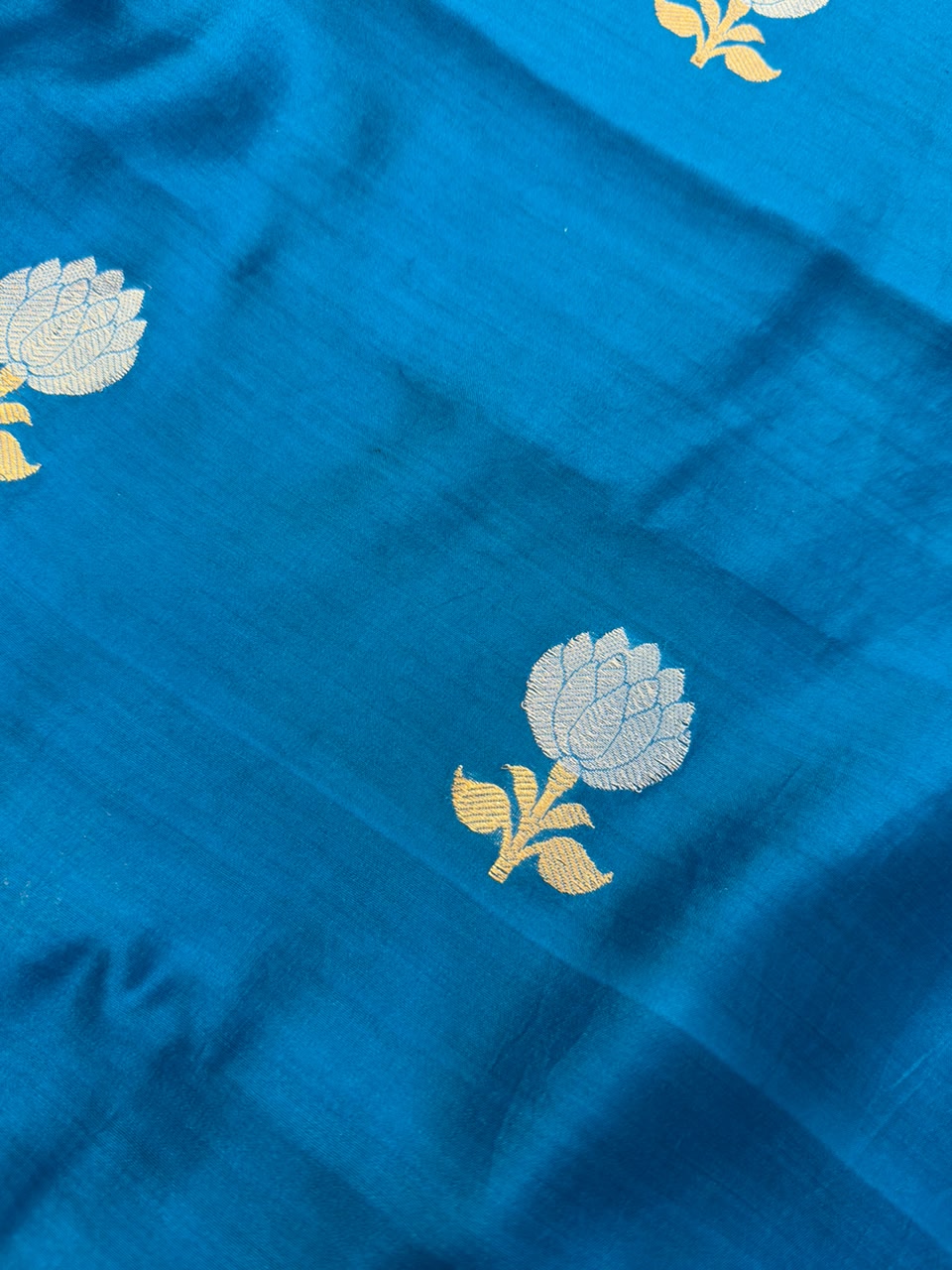 Handwoven Blue Colour Pure Chinya Silk Suit Set