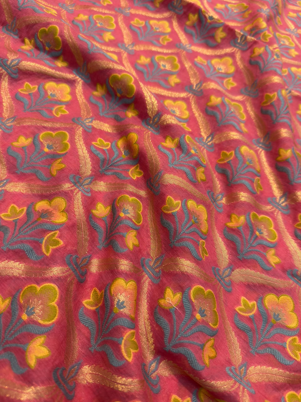 Strawberry Colour Chanderi Silk Suit set