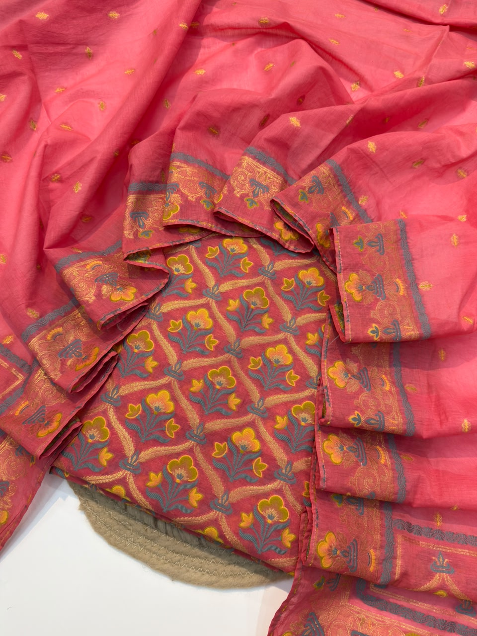 Strawberry Colour Chanderi Silk Suit set