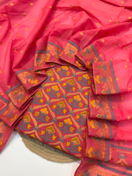 Strawberry Colour Chanderi Silk Suit set