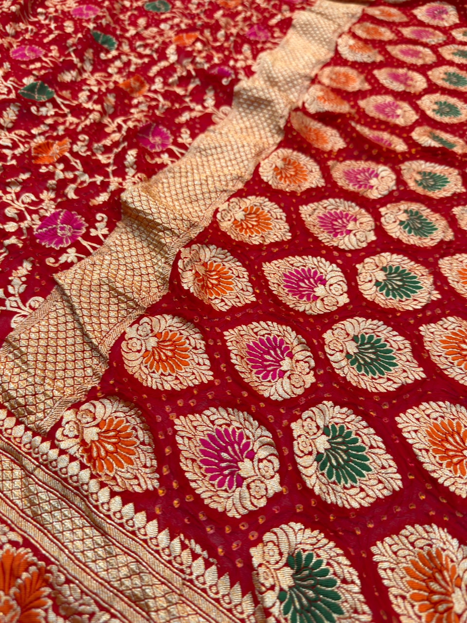 Pure Chiffon Red Colour Suit Set