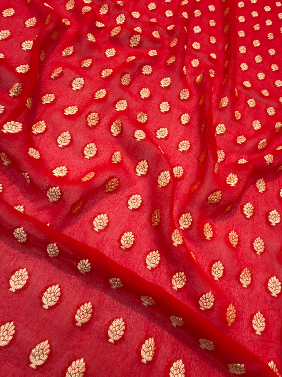 Pure Chiffon Red Colour Suit Set