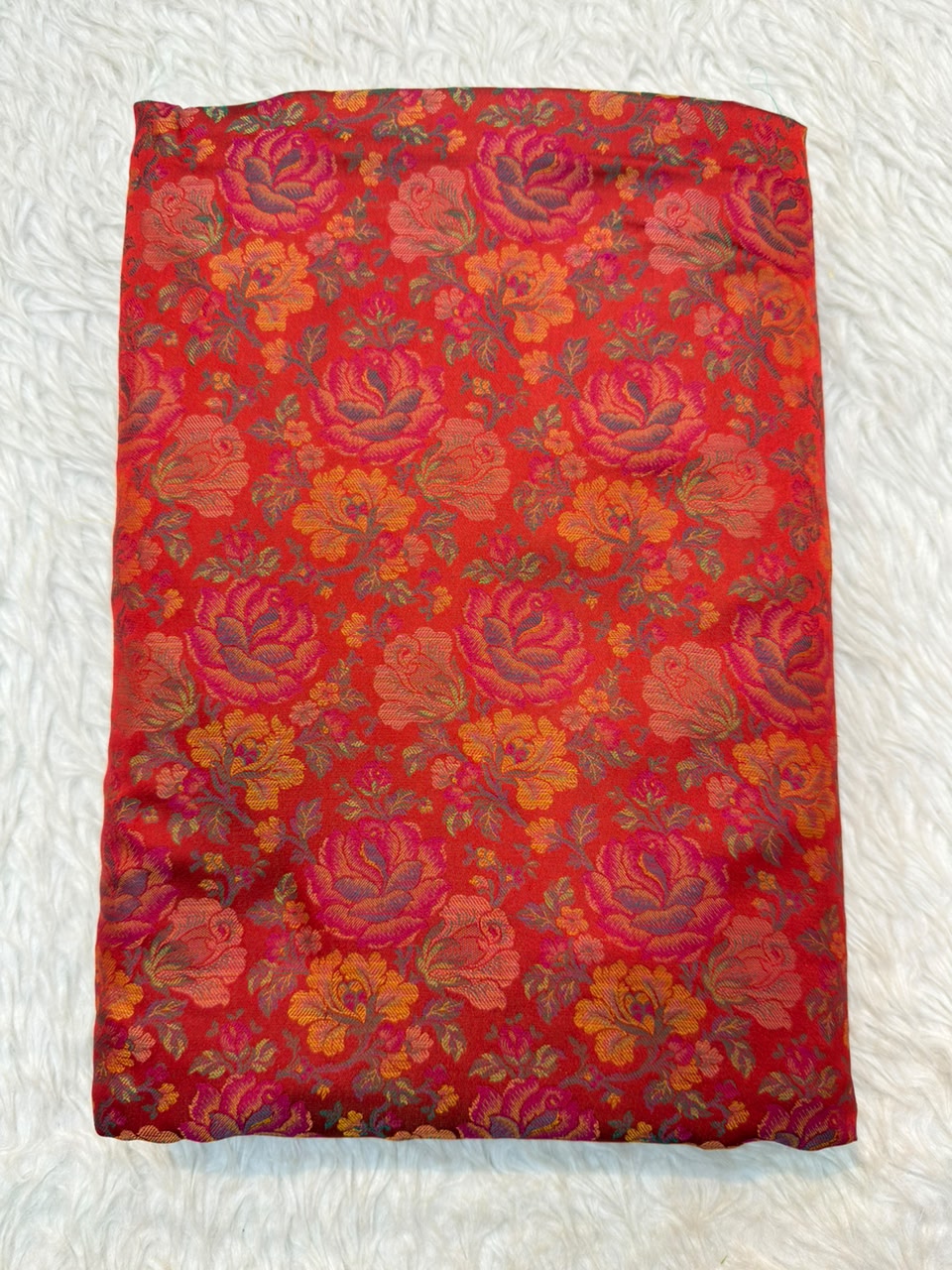 Red Colour Pure Banarasi Reshmi Silk Jamawar Tanchoi Fabrics