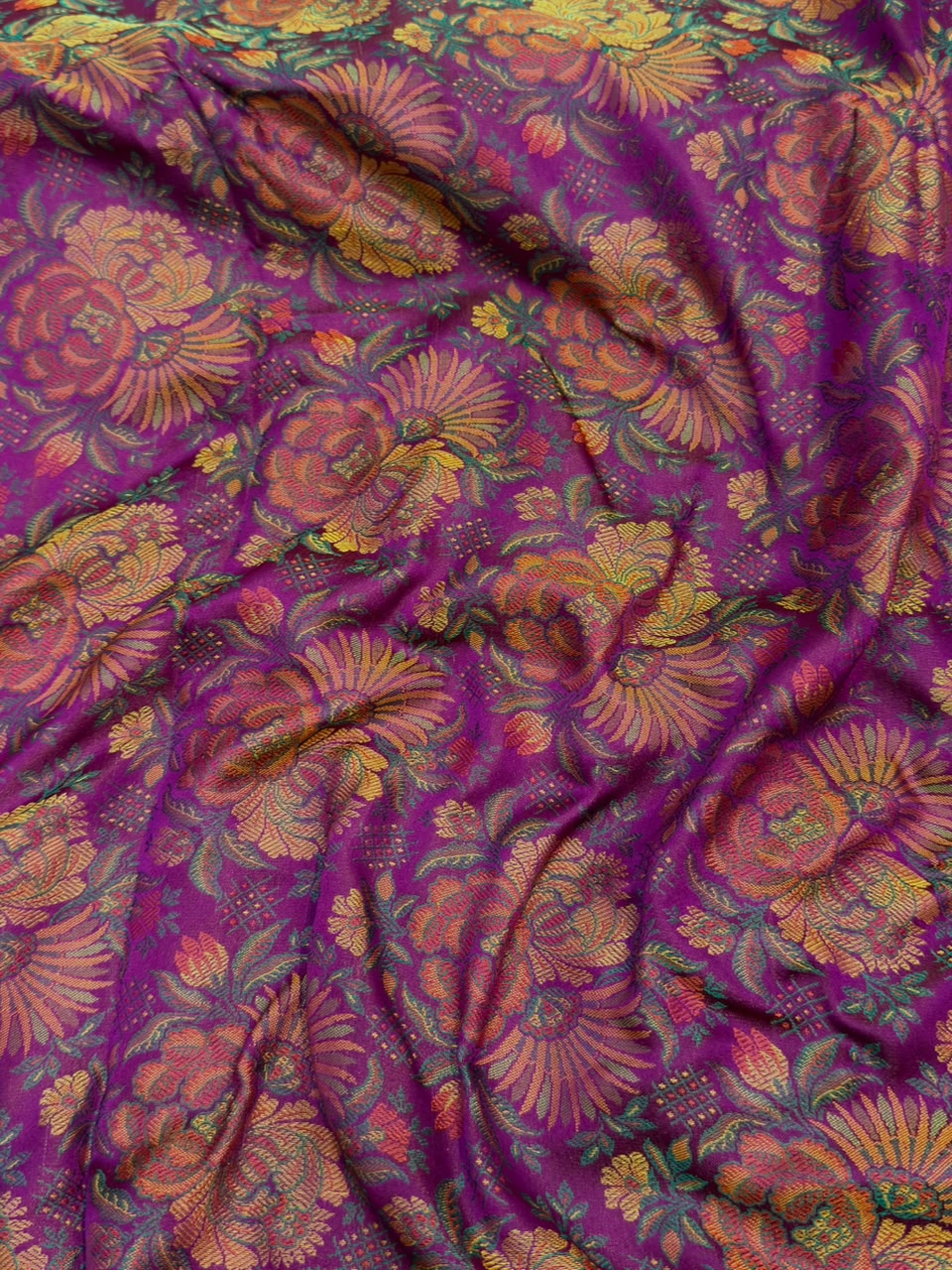 Purple Colour Pure Banarasi Reshmi Silk Jamawar Tanchoi Fabrics