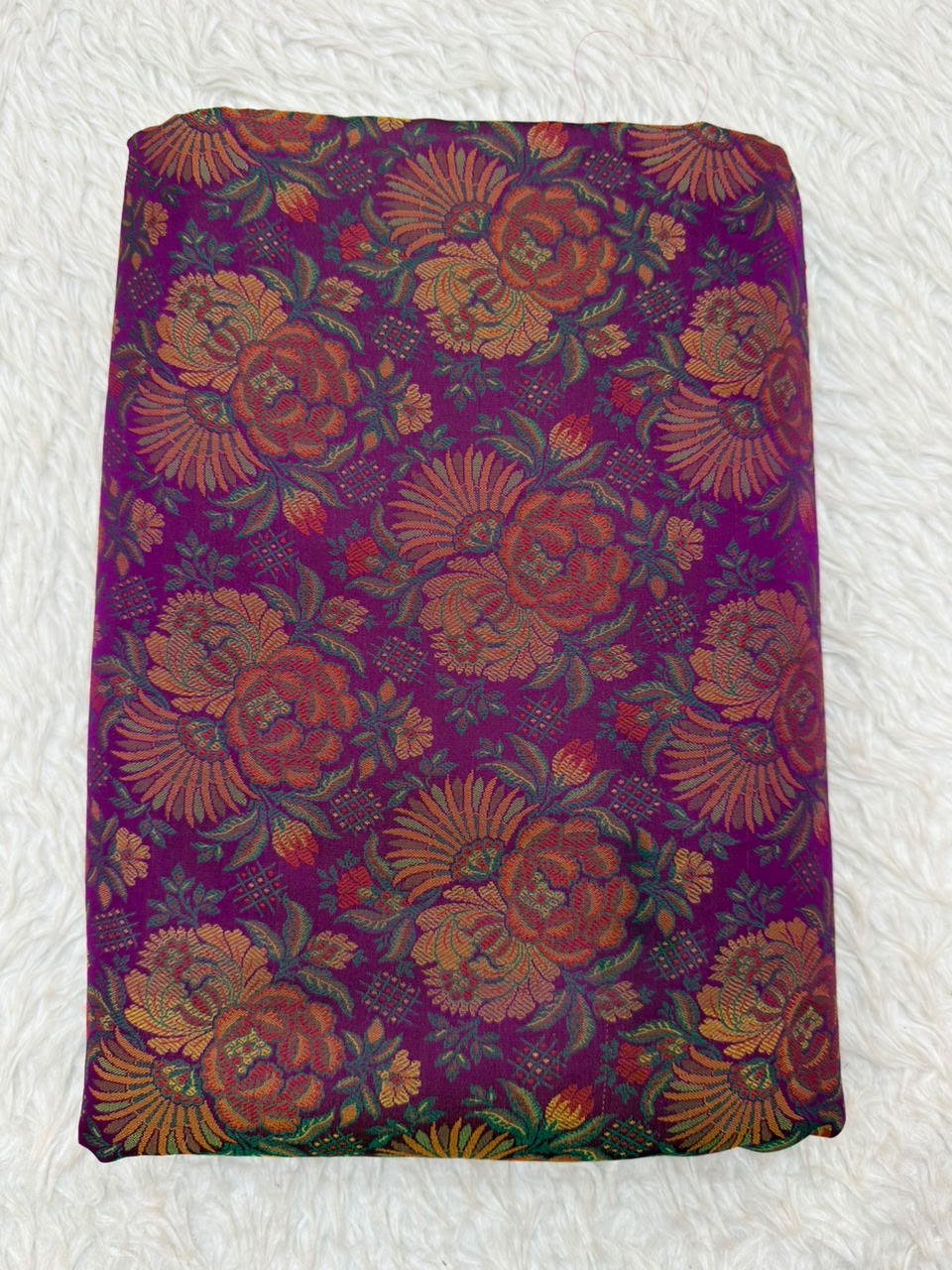 Purple Colour Pure Banarasi Reshmi Silk Jamawar Tanchoi Fabrics
