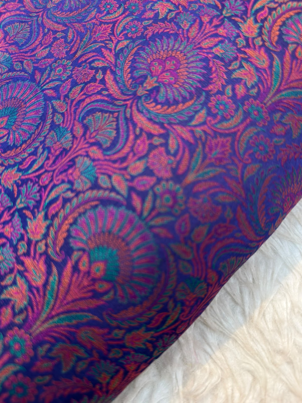 Navy Blue Colour Pure Banarasi Reshmi Silk Jamawar Tanchoi Fabrics