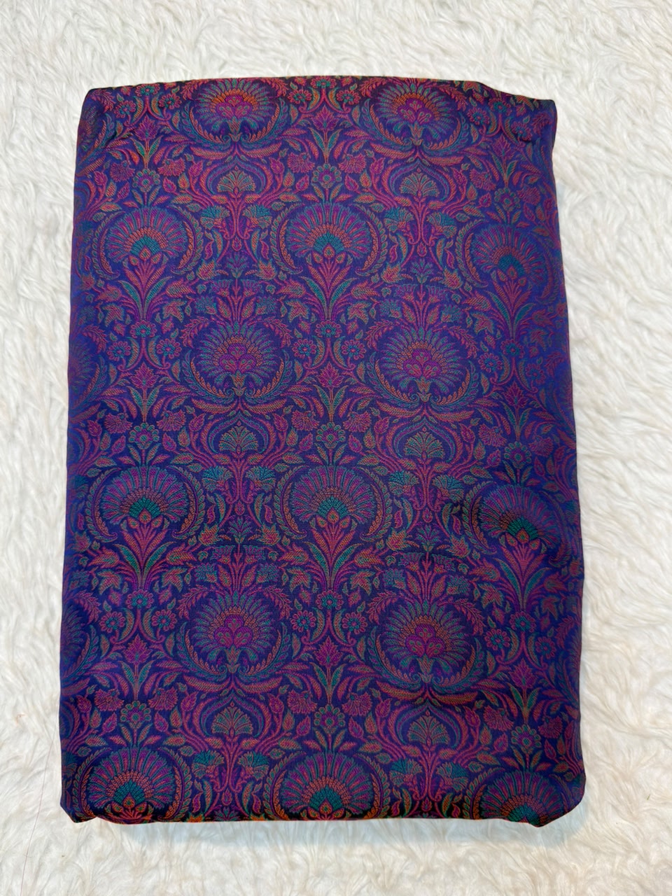 Navy Blue Colour Pure Banarasi Reshmi Silk Jamawar Tanchoi Fabrics