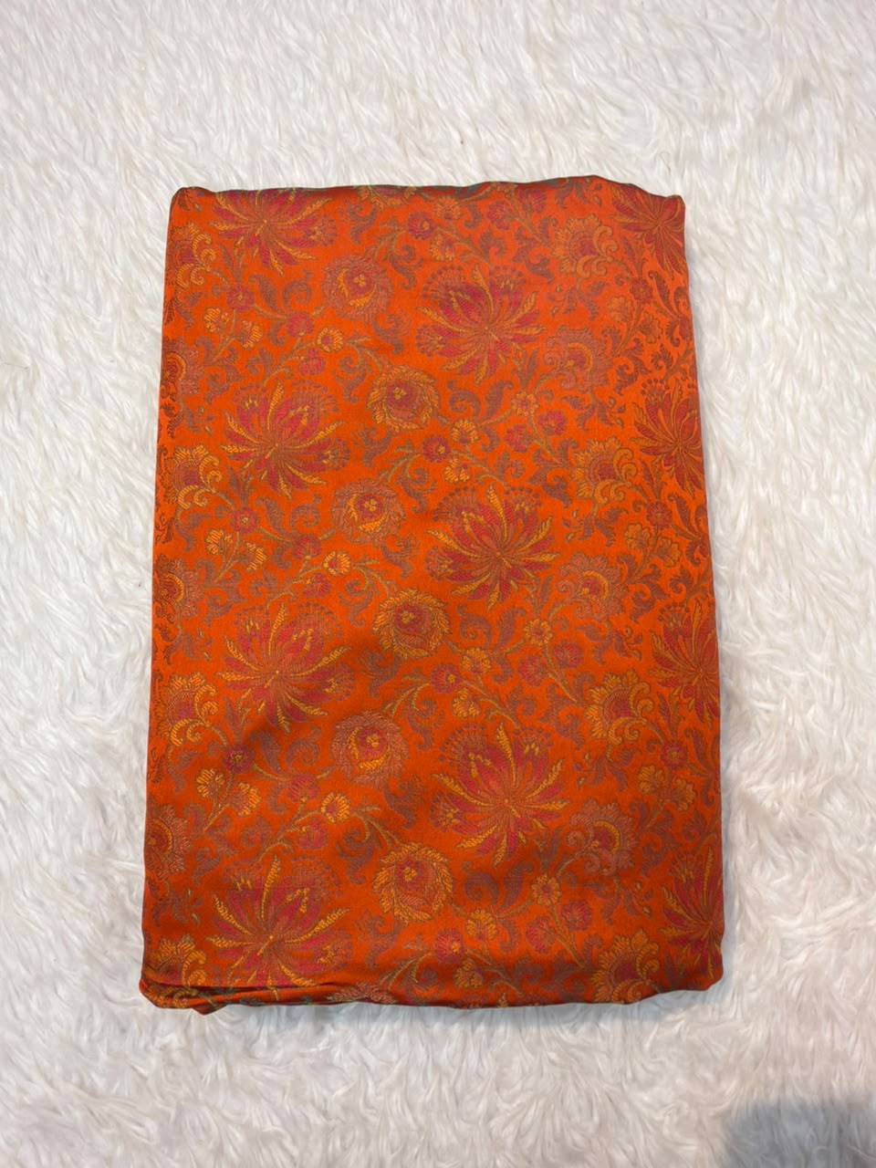 Orange Colour Pure Banarasi Reshmi Silk Jamawar Tanchoi Fabrics