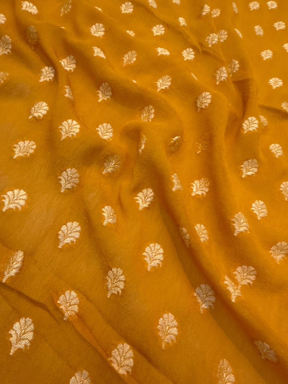 Pure Chiffon Mustard Colour Suit Set