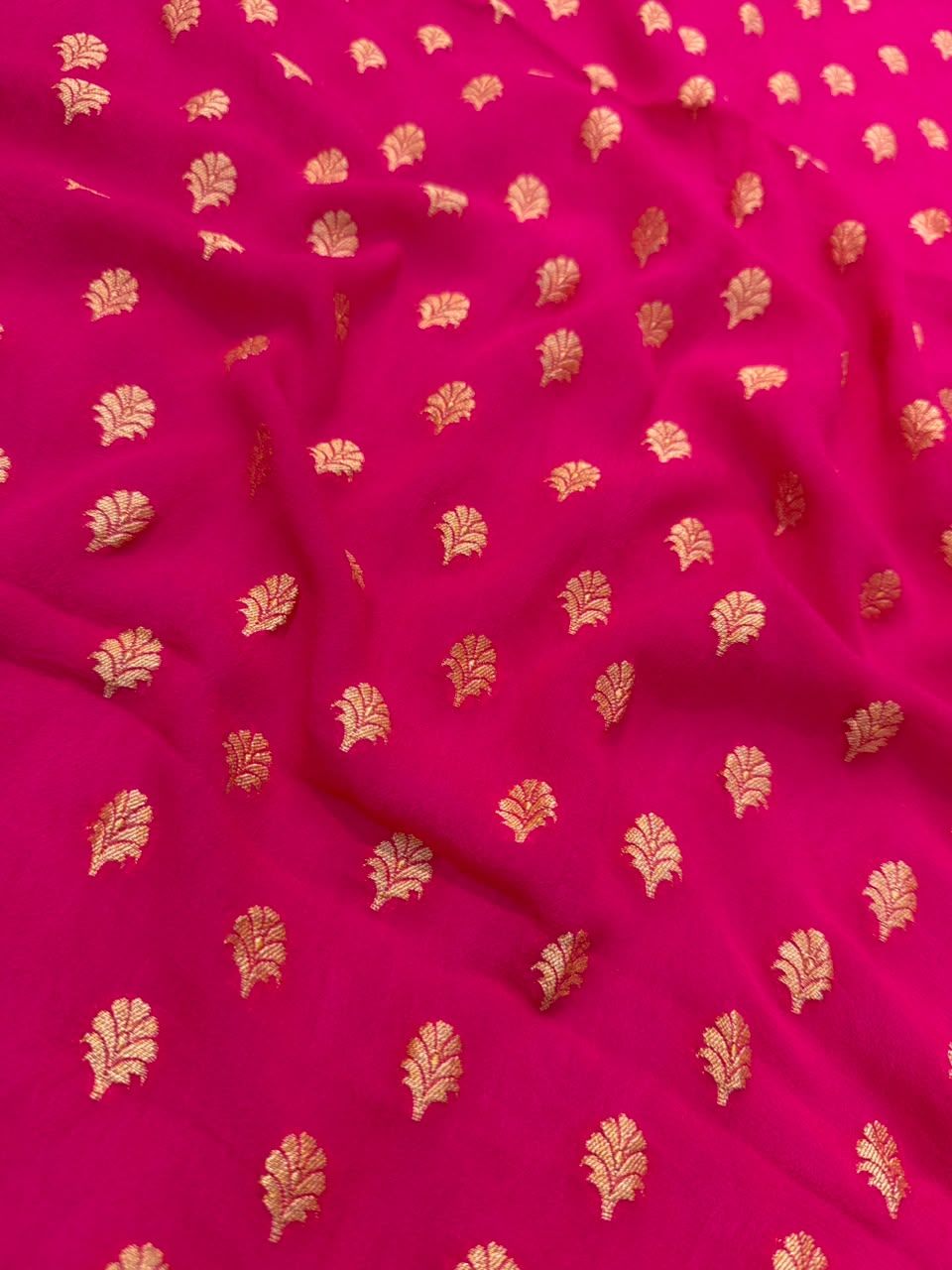 Pure Chiffon Rani Pink Colour Suit Set