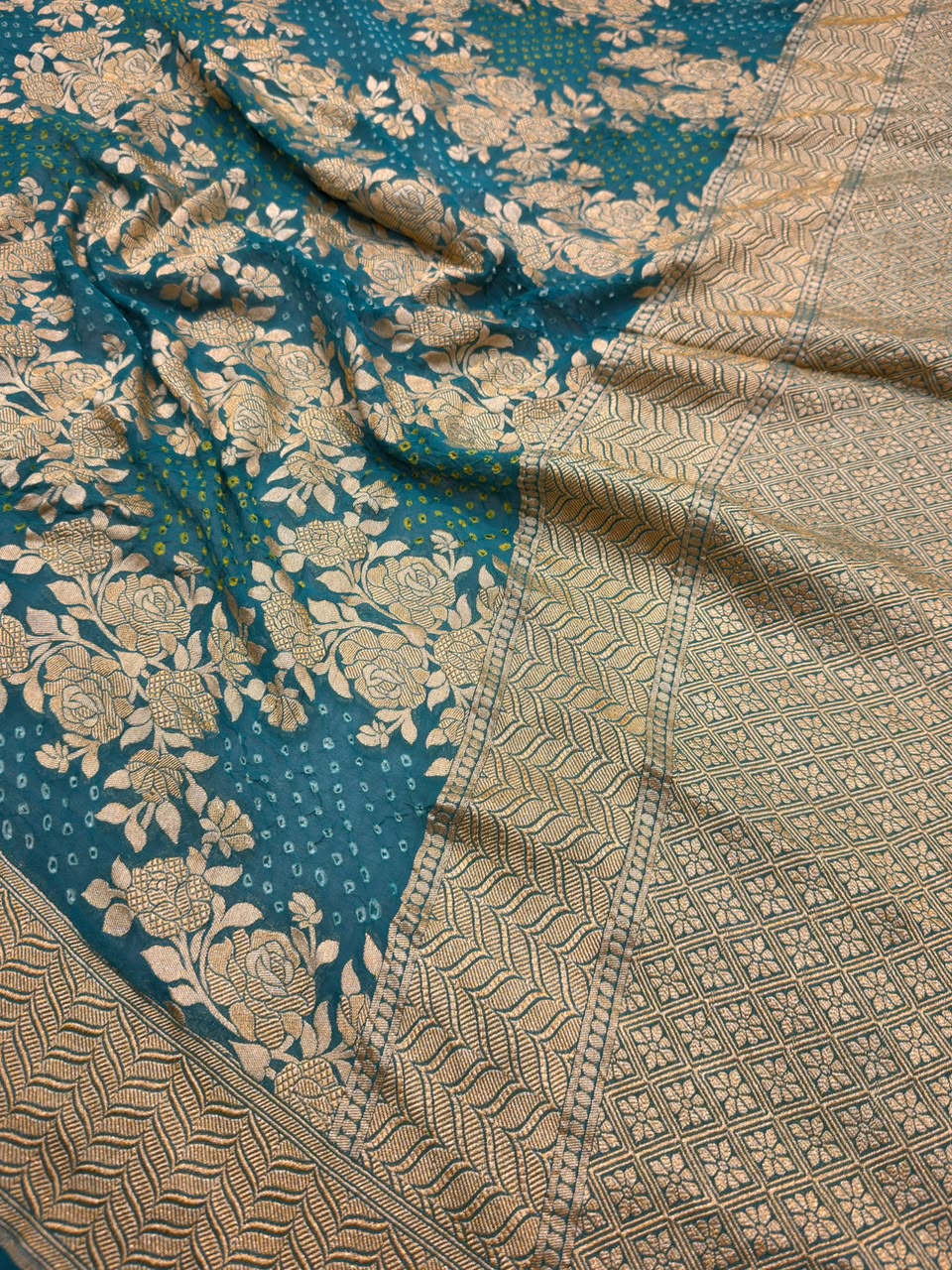 Pure Chiffon Rama Green Colour Suit Set